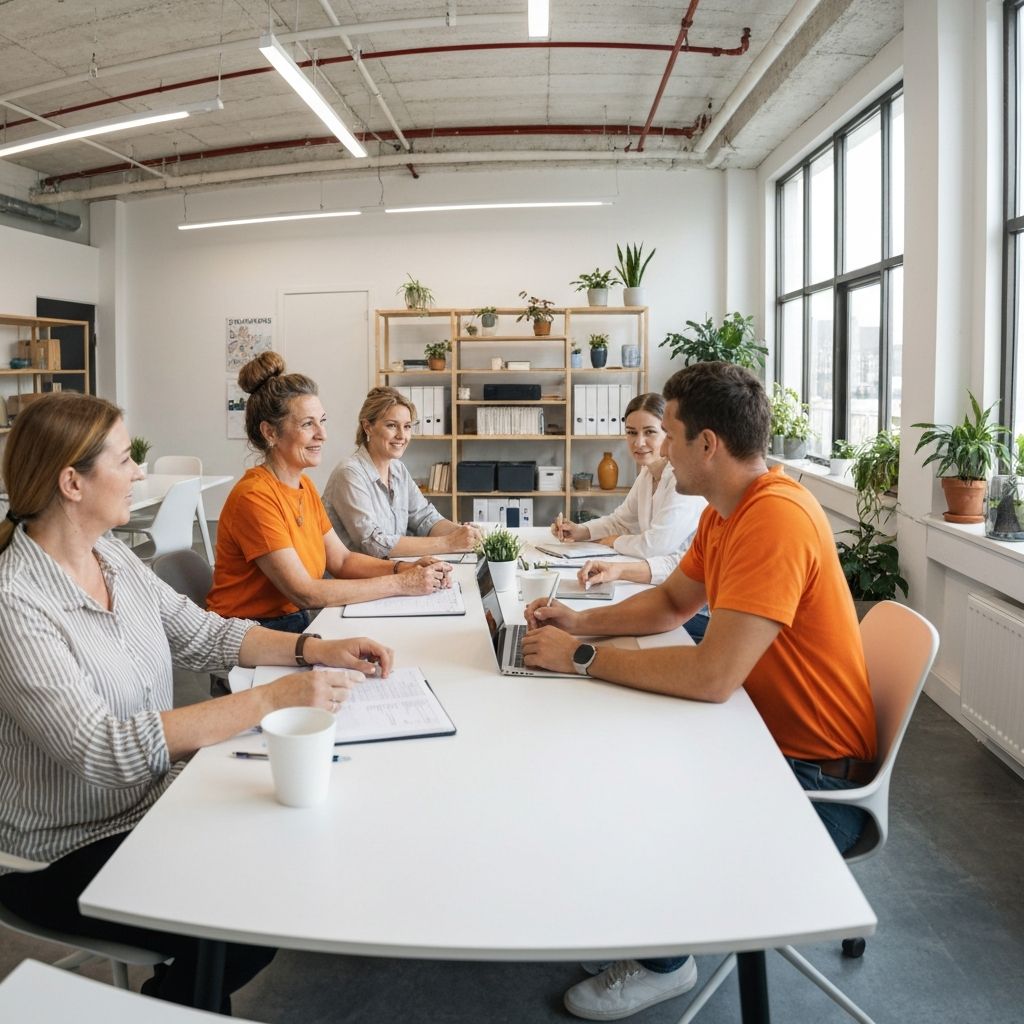 Consultation team discussing nutrition in modern office
